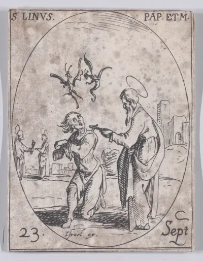 S. Lin, pape (St. Linus, Pope), September 23rd, from "Les Images De Tous Les Saincts et Saintes de L'Année" (Images of All of the Saints and Religious Events of the Year)