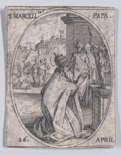 S. Marcellin, pape (St. Marcellinus, Pope), April 26th, from "Les Images De Tous Les Saincts et Saintes de L'Année" (Images of All of the Saints and Religious Events of the Year)
