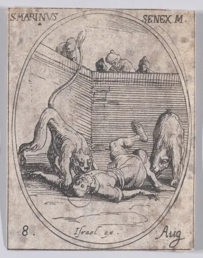 S. Marin, vieillard (St. Marinus, The Aged), August 8th, from "Les Images De Tous Les Saincts et Saintes de L'Année" (Images of All of the Saints and Religious Events of the Year)