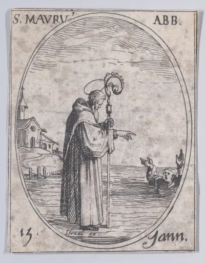 S. Maur, abbé (St. Maurus, Abbot), January 15th, from "Les Images De Tous Les Saincts et Saintes de L'Année" (Images of All of the Saints and Feast Days of the Year)