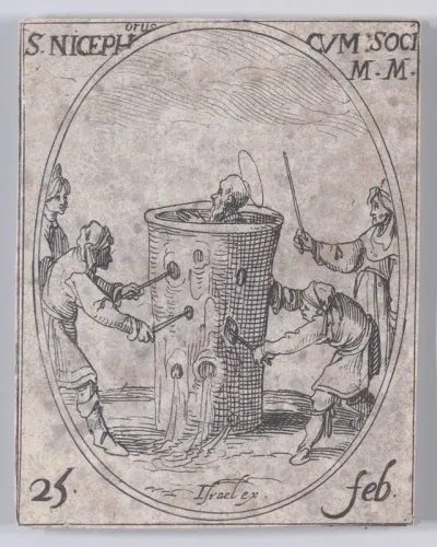 S. Nicéphore et Ses Compagnons (St. Nicephorus and His Companions), February 25th, from "Les Images De Tous Les Saincts et Saintes de L'Année" (Images of All of the Saints and Religious Events of the Year)