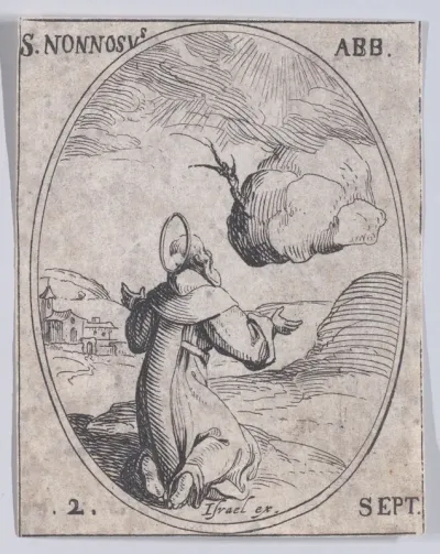 S. Nonnose, abbé (St. Nonossus, Abbot), September 2nd, from "Les Images De Tous Les Saincts et Saintes de L'Année" (Images of All of the Saints and Religious Events of the Year)