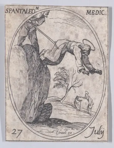 S. Pantaléon, médecin (St. Pantaleon, Doctor), July 27th, from "Les Images De Tous Les Saincts et Saintes de L'Année" (Images of All of the Saints and Religious Events of the Year)