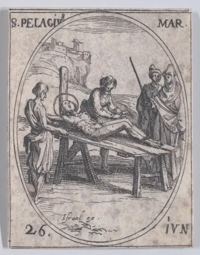 S. Pelage, martyr (St. Pelagius, Martyr), June 26th, from "Les Images De Tous Les Saincts et Saintes de L'Année" (Images of All of the Saints and Religious Events of the Year)