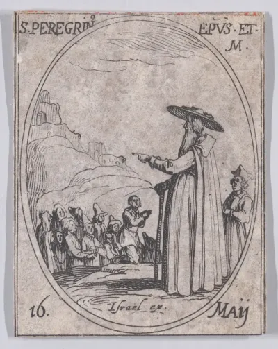 S. Pèlerin, éveque et martyr (St. Pelerin, Bishop and Martyr), May 16th, from "Les Images De Tous Les Saincts et Saintes de L'Année" (Images of All of the Saints and Religious Events of the Year)