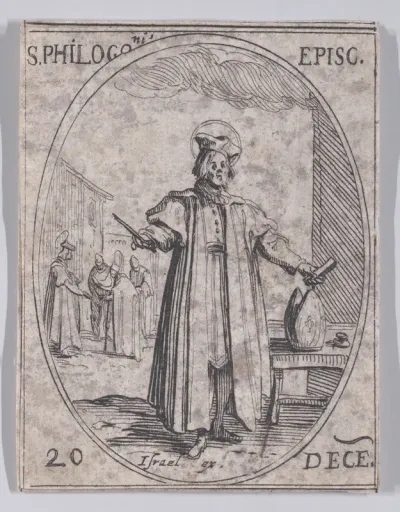 S. Philogone, évêque (St. Philogonius, Bishop), December 20th, from "Les Images De Tous Les Saincts et Saintes de L'Année" (Images of All of the Saints and Religious Events of the Year)
