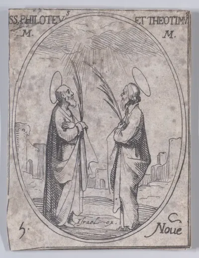 S. Philotée et S. Théotime (St. Philoteus and St. Theotimus), November 6th, from "Les Images De Tous Les Saincts et Saintes de L'Année" (Images of All of the Saints and Religious Events of the Year)