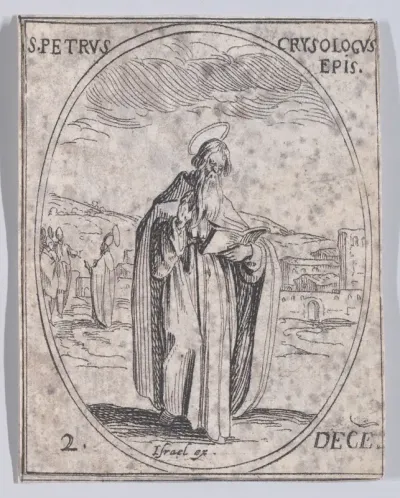 S. Pierre Chrysologe, eveque (St. Peter Chrysologus, Bishop), December 2nd, from "Les Images De Tous Les Saincts et Saintes de L'Année" (Images of All of the Saints and Religious Events of the Year)