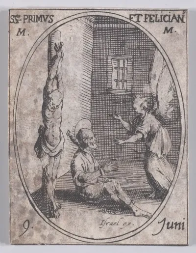 S. Prime et S. Félicien, martyrs (St. Primus and St. Felician, Martyrs), June 9th, from "Les Images De Tous Les Saincts et Saintes de L'Année" (Images of All of the Saints and Religious Events of the Year)