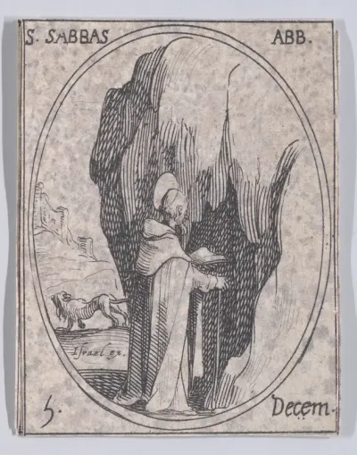 S. Sabas, abbe (St. Sabas, Abbot), December 5th, from "Les Images De Tous Les Saincts et Saintes de L'Année" (Images of All of the Saints and Religious Events of the Year)