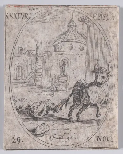 S. Saturnin, évêque (St. Saturnin, Bishop), November 29th, from "Les Images De Tous Les Saincts et Saintes de L'Année" (Images of All of the Saints and Religious Events of the Year)