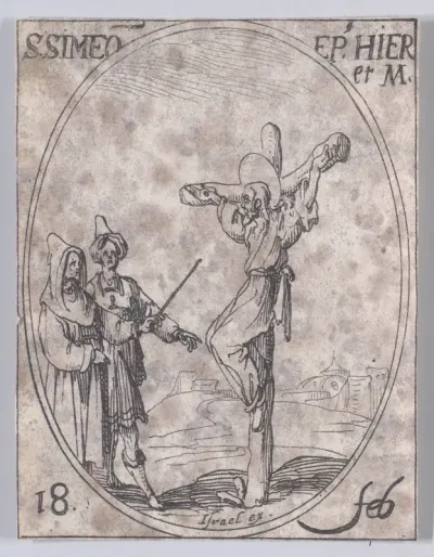 S. Siméon, évêque de Jérusalem, martyr (St. Simeon, Bishop of Jerusalem, Martyr), February 18th, from "Les Images De Tous Les Saincts et Saintes de L'Année" (Images of All of the Saints and Religious Events of the Year)