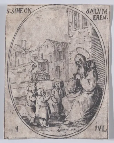 S. Siméon Salus, évêque (St. Simeon Salus, Bishop), July 1st, from "Les Images De Tous Les Saincts et Saintes de L'Année" (Images of All of the Saints and Religious Events of the Year)