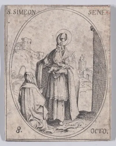 S. Siméon, vieillard (St. Simeon, The Elderly Man), October 8th, from "Les Images De Tous Les Saincts et Saintes de L'Année" (Images of All of the Saints and Religious Events of the Year)