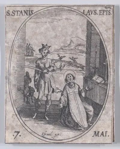 S. Stanislas, évêque (St. Stanislaus, Bishop), May 7th, from "Les Images De Tous Les Saincts et Saintes de L'Année" (Images of All of the Saints and Religious Events of the Year)
