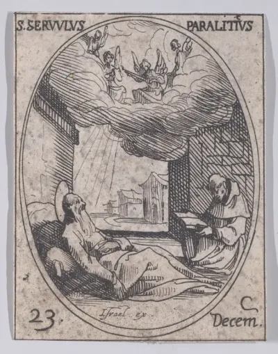 S. Survule, le paralytique (St. Survulus, the paralytic), December 23rd, from "Les Images De Tous Les Saincts et Saintes de L'Année" (Images of All of the Saints and Religious Events of the Year)