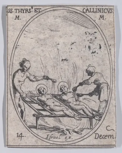 S. Thyrse et S. Callinique (St. Thyrsus and St. Callinicus), December 14th, from "Les Images De Tous Les Saincts et Saintes de L'Année" (Images of All of the Saints and Religious Events of the Year)
