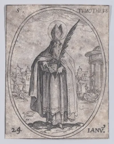 S. Timothée (St. Timothy), January 24th, from "Les Images De Tous Les Saincts et Saintes de L'Année" (Images of All of the Saints and Feast Days of the Year)