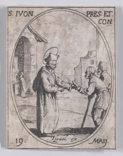 S. Yves, prêtre et confesseur (St. Ivo, Priest and Confessor), May 19th, from "Les Images De Tous Les Saincts et Saintes de L'Année" (Images of All of the Saints and Religious Events of the Year)