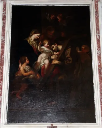 sacra famiglia con san francesco d'assisi