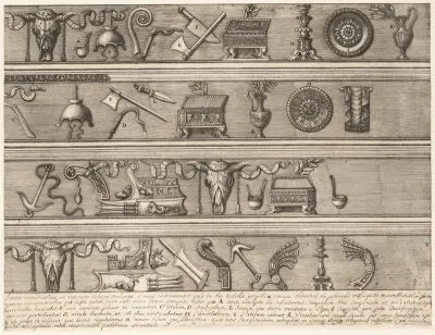 Sacrificial Instruments Based on Ancient Relief Sculpture, from "Speculum Romanae Magnificentiae"