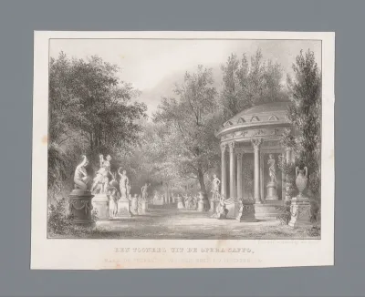 Saffo knielend voor tempel van Venus