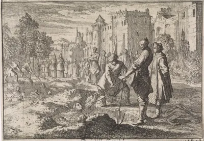 Safi, de Shah van Perzië, begraaft veertig van zijn haremvrouwen levend in zijn paleistuin als straf voor een complot tegen zijn leven, 1642