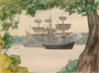 Sailing Boats in Landscape