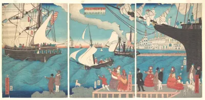Sailing from a California Port — Utagawa (Gountei) Sadahide Kanvas Tablo