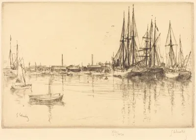 Sailing Ships in the Bassin Neuf at La Rochelle (Les Voiliers du Bassin Neuf, a La Rochelle)