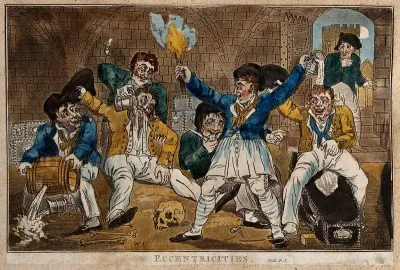 Sailors drinking in a crypt
