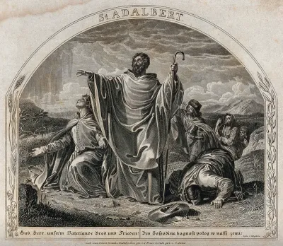 Saint Adalbert prays for bread and peace for Bohemia