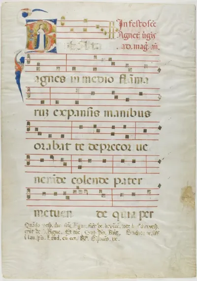 Saint Agnes in a Historiated Initial "V" from an Antiphonary