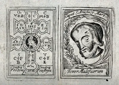 Saint Anastasius: his head as an amulet against plague and witchcraft