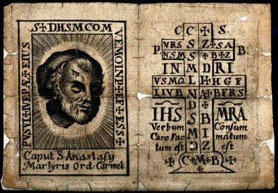 Saint Anastasius: his head as an amulet