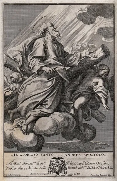 Saint Andrew. Engraving by P.S. Bartoli after C. Maratta