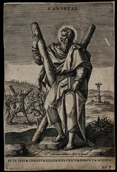 Saint Andrew. Line engraving by A. Collaert