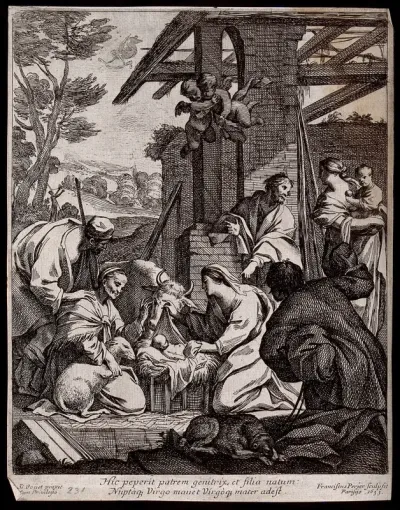 Saint Anne, the mother of the Virgin, at the birth of Christ