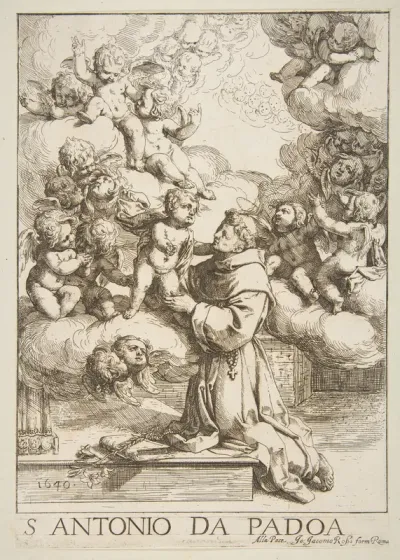 Saint Anthony of Padua adoring the Christ Child, copy after Cantarini