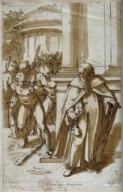 Saint Antony Abbot: he is followed in the street by demonic persecutors