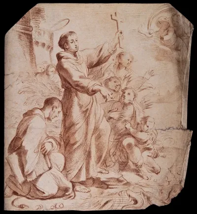 Saint Antony of Padua and followers, preaching to the fishes