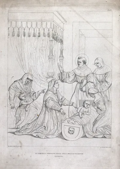 Saint Antony of Padua reviving an infant from cot death (?)
