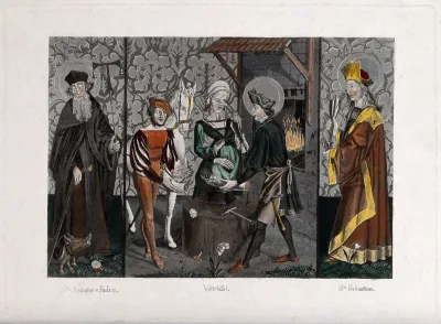 Saint Antony the hermit, Saint Eligius and Saint Sebastian
