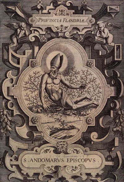 Saint Audomar (Omer): he mortifies his flesh by lying down naked on thorns