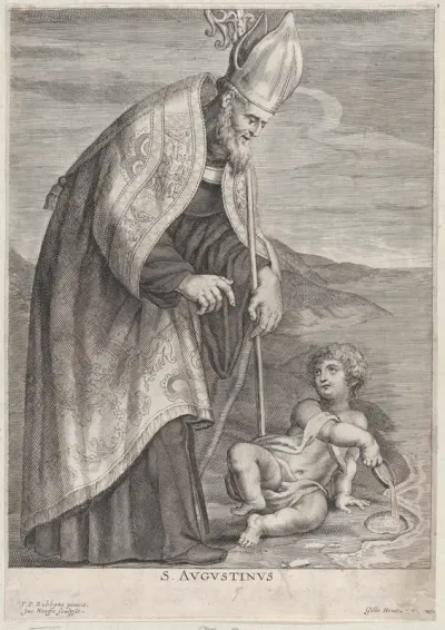 Saint Augustine, appearing to a child on a beach
