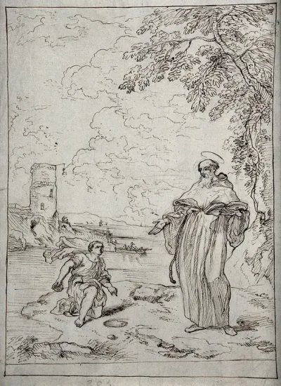 Saint Augustine of Hippo: a child compares its attempt to empty the sea with a spoon with Saint Augustine's attempts understand the Holy Trinity