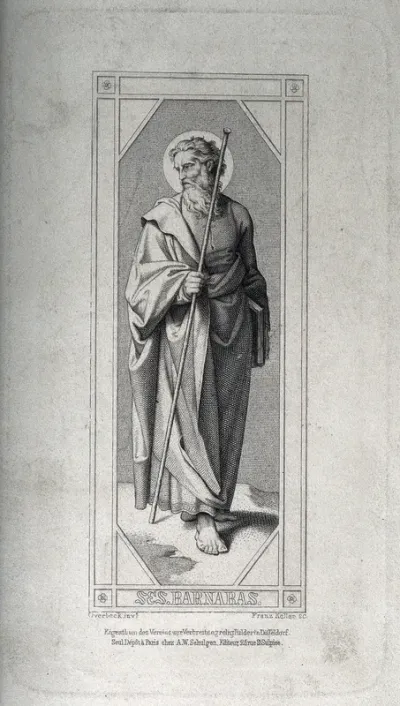 Saint Barnabas. Steel engraving by F. Keller after J. F. Overbeck