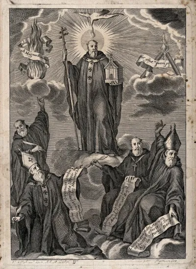 Saint Basil the Great, praised by four clerical saints