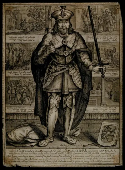 Saint Bavo. Engraving by J. Matham
