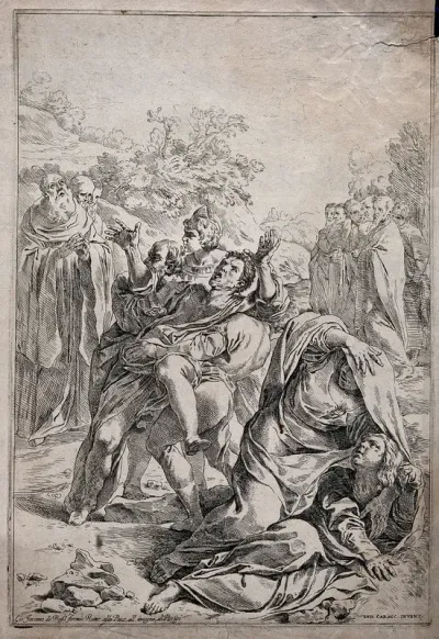 Saint Benedict curing a man possessed by a devil